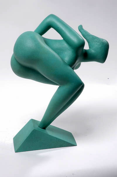 "Looking Up" an original bronze sculpture by contemporary Chinese sculptor Zhang Yaxi