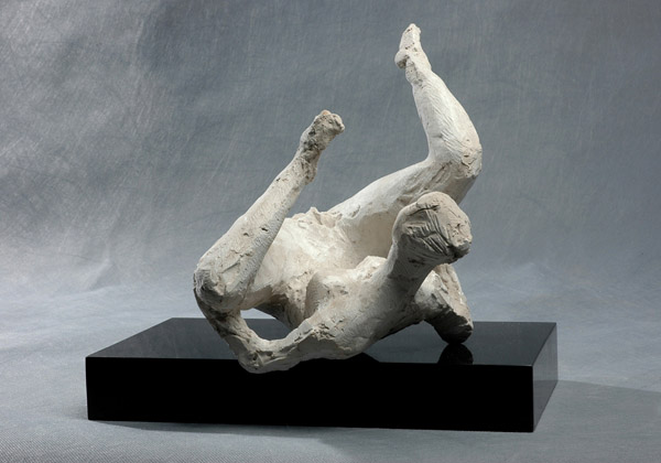 Modern Chinese sculpture "Self-Inspectiont" is an original plaster sculpture available as a limited edition bronze sculpture by contemporary Chinese sculptor Zhang Yaxi