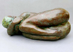 Click here for larger view and purchase details for "Curled Up" a bronze sculpture by contemporary Chinese sculptor Zhang Yaxi