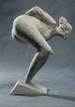 Click here for larger view and purchase details of Looking Out I, a stylized bronze sculpture shown here in plaster