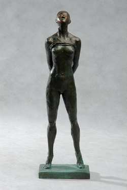 Click here for larger version and purchase details for "Provocation III" an original bronze sculpture by contemporary Chinese sculptor Zhang Yaxi