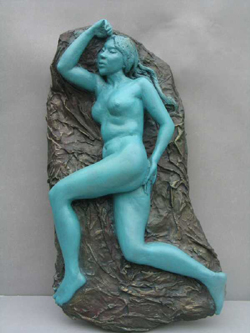 Click here for larger version and purchase details for "Wall Nude I" a relief sculpture by contemporary Chinese sculptor Zhang Yaxi